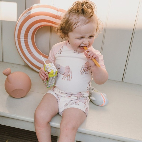 Milkbarn Short Sleeve Zipper Top And Swim Trunks Set -- Tutu Elephant NWT - Picture 3 of 3